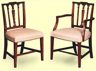 Adam Style Stickback Dining Chairs in Mahogany