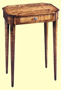 Federal Style Side Table with Tapered Legs & Drawer