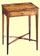 Federal Style Side Table with Tapered Legs & Stretcher 